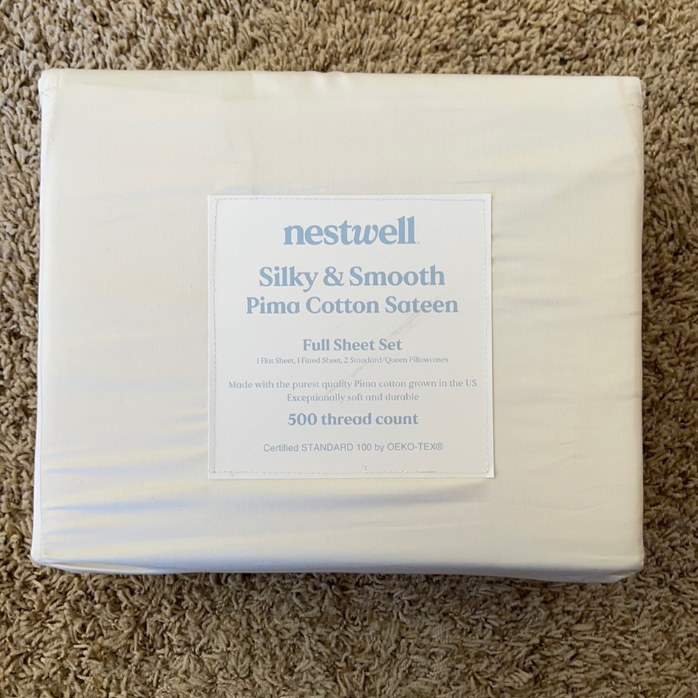 nestwell silky & smooth Pima cotton sateen full sheets